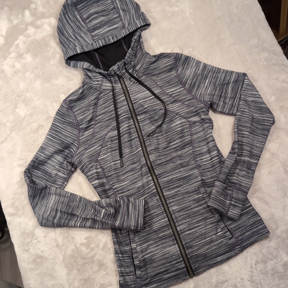 Lululemon Hooded Define Jacket Womens 10 Gray Space Dye Zip Up Athletic Yoga